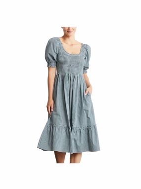 Hill House Home Louisa Nap Midi Dress In Emerald Green Gingham Size M Smocked